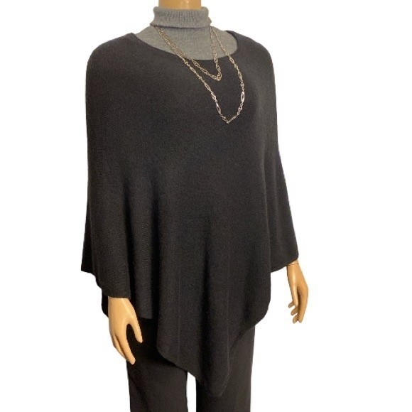 Rachel Rachel Roy Poncho Wool Black Asymmetric hemline Size Os - Picture 11 of 11